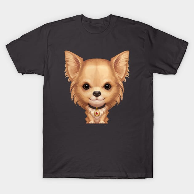 Fawn Longhaired Chihuahua Dog T-Shirt by stonemask